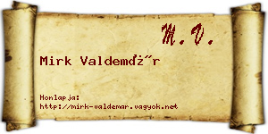 Mirk Valdemár névjegykártya